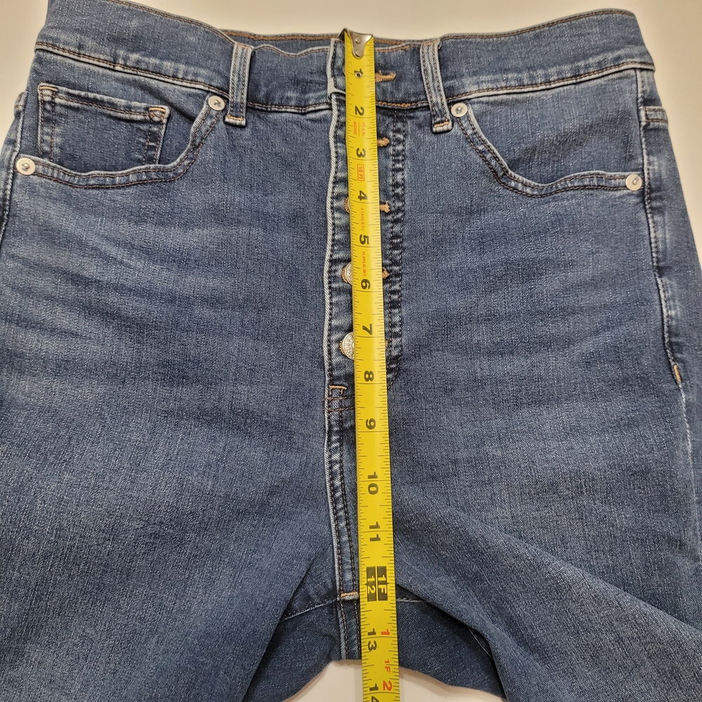 Express Slim High Rise  Blue Women's Jeans buttoned  Size 6S - Picture 6 of 16